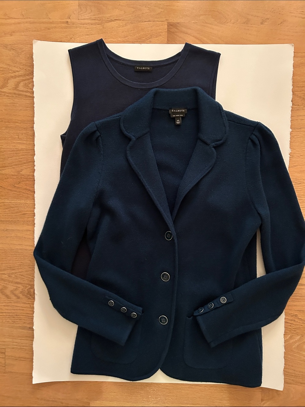 Talbots Turquoise Knit Blazer with Matching Navy Shell